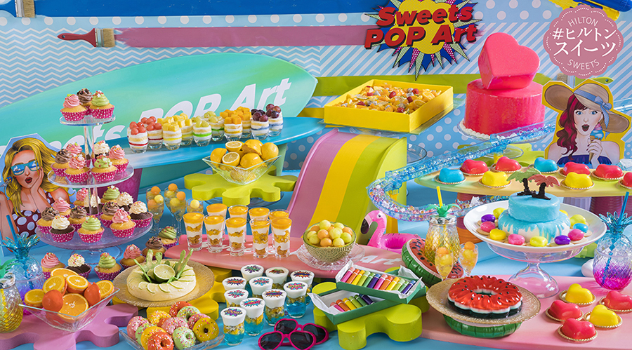 ヒルトン福岡シーホーク ヒルトンスイーツ色彩鮮やかな食べるアート「ヒルトン・スイーツビュッフェ　SWEETS POP ART」2021年7月22日（祝）から9月26日（日）まで土・日・祝日限定で開催のサブ画像1_ヒルトン・スイーツビュッフェ　SWEETS POP ARTイメージ