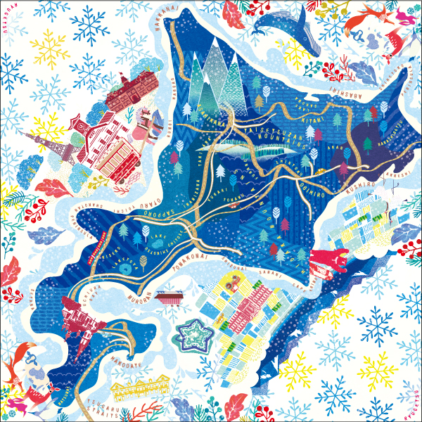 「あんバタサン」をはじめ「柳月・冬のベスト10」をひと包み。北海道の特別ギフト「冬結び」が11月11日（木）より発売！のサブ画像3_冬の北海道を描いた柳月特製ふろしき