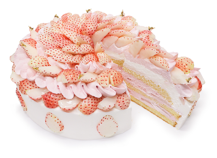 カフェコムサは毎月22日がショートケーキの日！1月は希少性が高い「白いちご」のショートケーキのサブ画像1_白いちごとラズベリークリームのショートケーキ