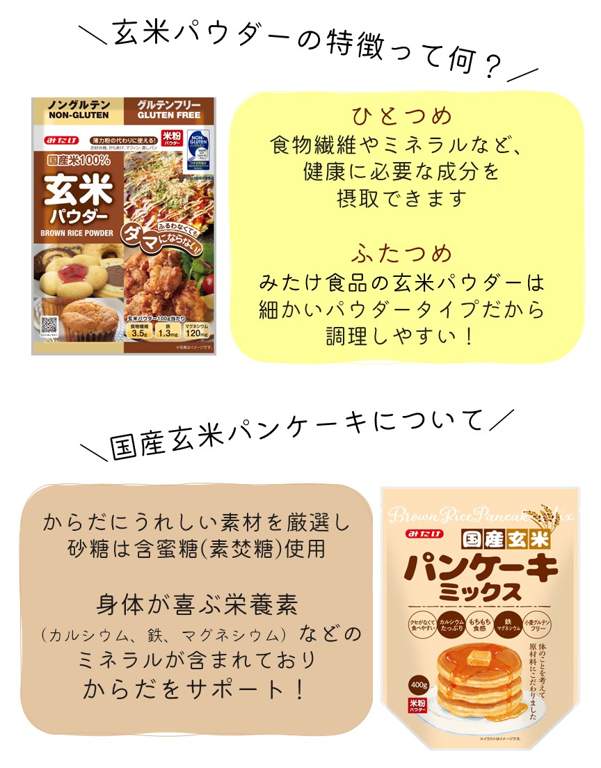 グルテンフリー 米粉製品　「玄米パウダー」「国産玄米パンケーキミックス」発売記念！Instagramで10名様のモニター募集！のサブ画像2